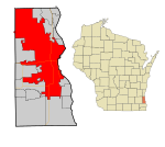 Milwaukee County Wisconsin incorporated and unincorporated areas Milwaukee highlighted